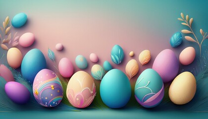 creative beautiful colorful easter eggs on pastel background graphic resource
