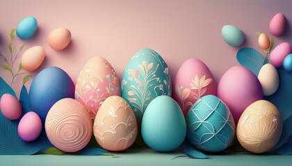 creative beautiful colorful easter eggs on pastel background graphic resource