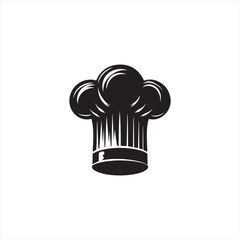Illustration of a cook with his hat in the shape of a cloud, on black white vector