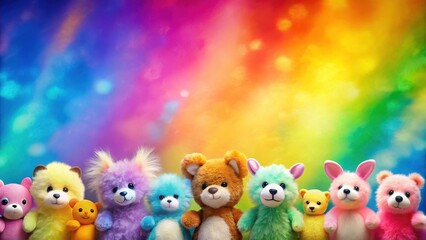 Fototapeta premium Ombre Background with Fuzzy Animals, colorful background,