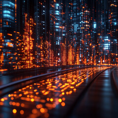Obraz premium A dynamic depiction of data analytics with glowing charts and graphs hovering mid-air. Bright lighting, contrast