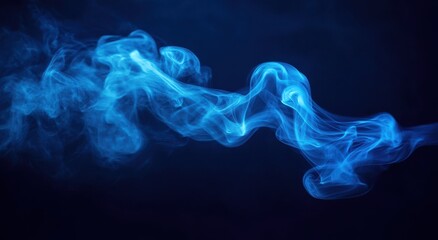 Fototapeta premium A vibrant blue smoke swirl dances elegantly against a dark background, creating a captivating and mysterious visual effect.