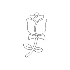 Rose Line Art Illustration Vector With White Background.