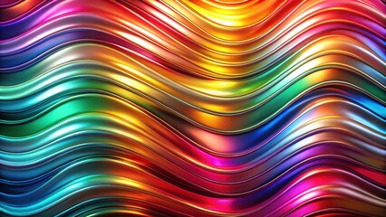 A vibrant and dynamic abstract background with shimmering metallic waves in a rainbow color scheme
