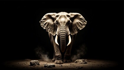 Majestic Elephant Portrait: Dramatic Lighting, Powerful Presence