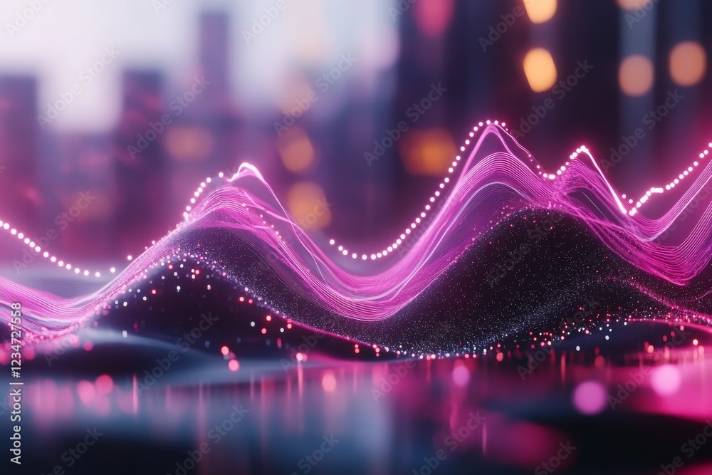 Aufkleber A futuristic visualization of two holographic charts aligning respective data points with glowing lines, set in a high-tech environment