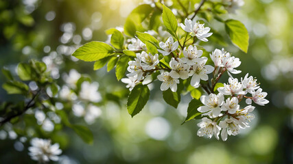 Beautiful natural spring forest green leaf view