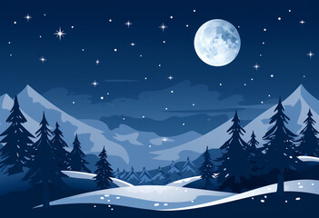 Starry Night Sky with a Full Moon