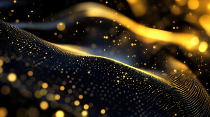 Fototapeta premium Abstract golden wave with shimmering particles and smooth curves