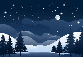 Naklejka premium Tranquil Night Scene with a Full Moon