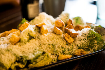 Healthy caesar salad with cheese