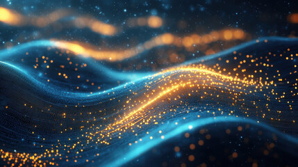 Luxurious abstract background with glowing waves and particles