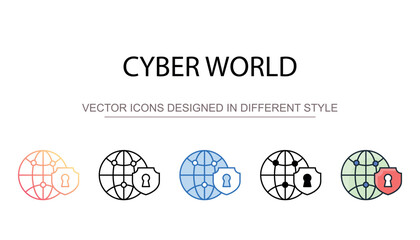 Fototapeta premium Cyber World icon design with white background stock illustration