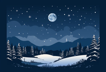 Fototapeta premium Night Sky Illuminated by a Full Moon