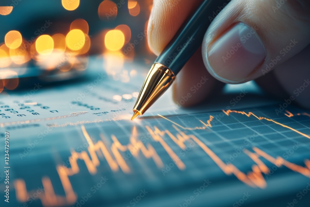 Poster a hyper-realistic close-up of a person hand holding a financial report with bold, highlighted number