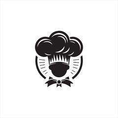 Illustration of a cook with his hat in the shape of a cloud, on black white vector
