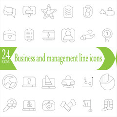   Business and management line icons set. Management icon collection. Vector illustrator