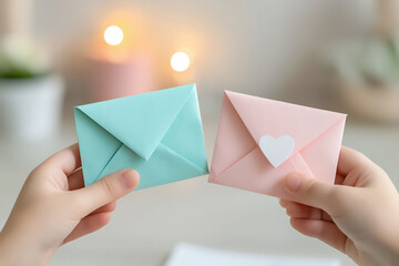 P A soft and pastel image of friends exchangi