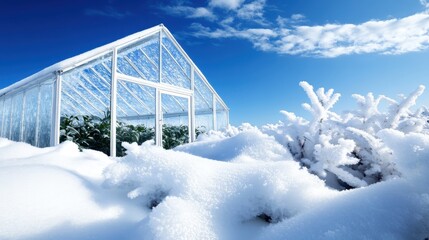 Winter Wonderland Greenhouse Surrounded by Snowy Landscape Bliss