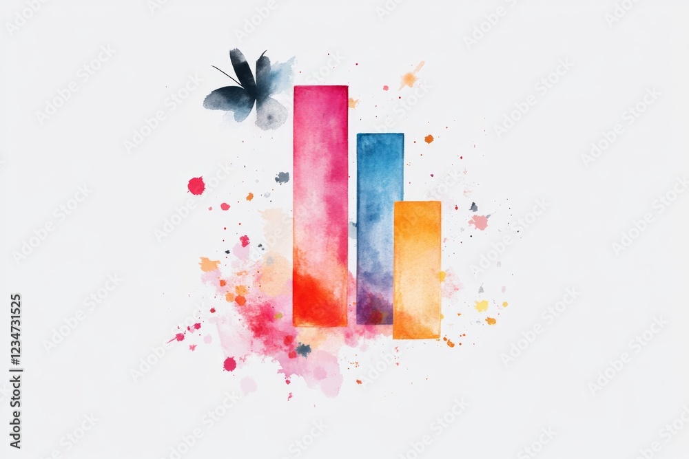 Aufkleber A minimalist bar chart icon with one bar significantly taller than the others, drawn in bold lines with a simple gradient background
