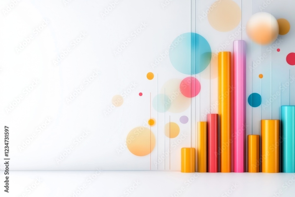 Poster A minimalist bar chart icon with one bar significantly taller than the others, drawn in bold lines with a simple gradient background