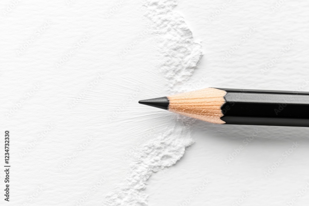 Poster A minimalist icon of a single, sharpened pencil drawing a precise line across a blank canvas, emphasizing focus and expertise