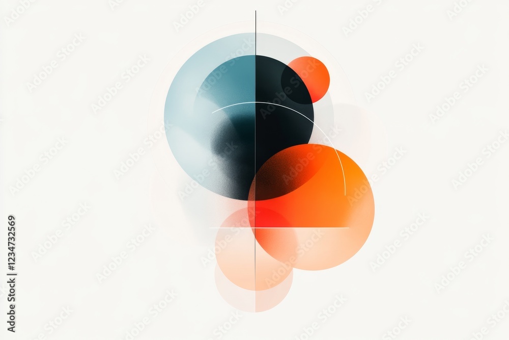 Aufkleber A minimalist illustration of two sets of circles in matching colors, connected by thin lines to show correspondence, set on a clean white background