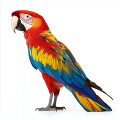 Obraz premium Vibrant Macaw with Colorful Feathers on White Background