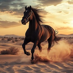 horse in sunset