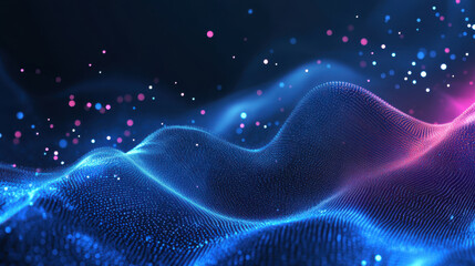 Obraz premium Luxurious abstract background with glowing waves and particles