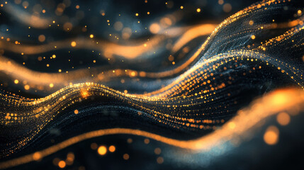 Abstract waves with glowing particles creating luxurious atmosphere