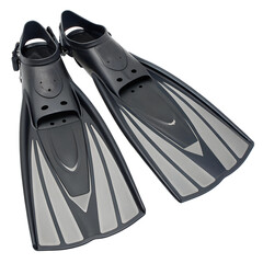 Black swim fins on a transparent background.