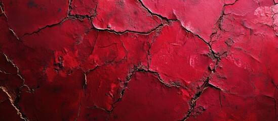 Obraz premium Cracked red textured background with dark imperfections and copy space for design elements
