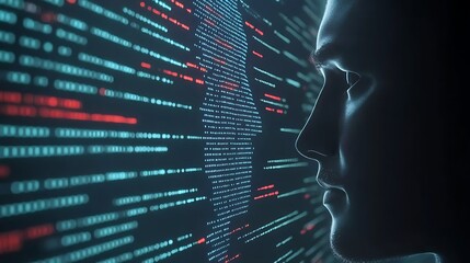 Profile viewing code data screen, digital background