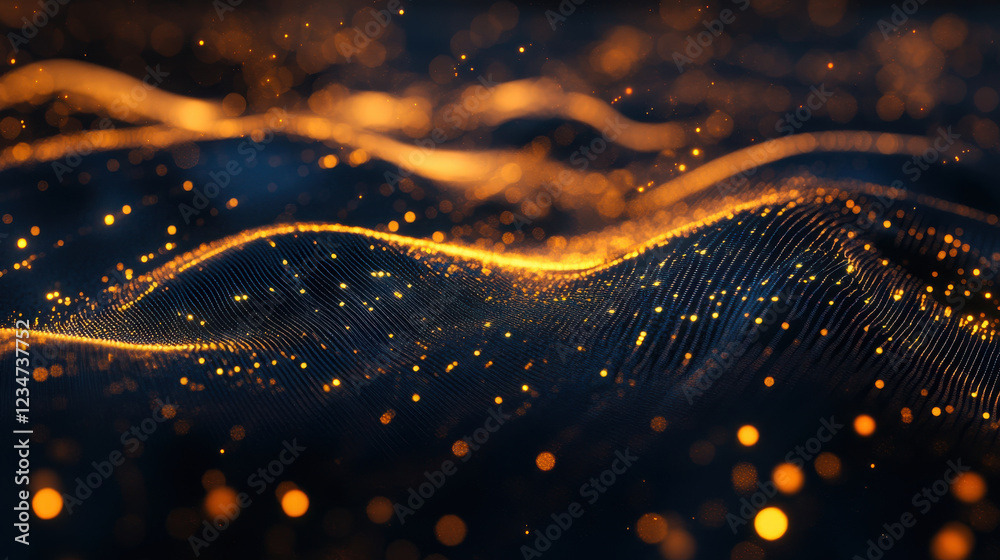 Wall mural mesmerizing abstract representation of glowing waves and particles