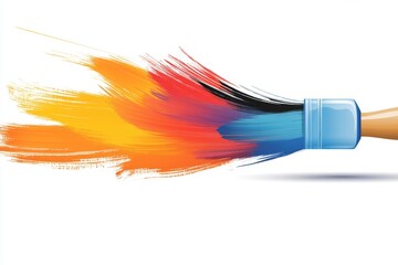 A simple, bold icon of a paintbrush with a vibrant stroke of color, representing creativity and skill