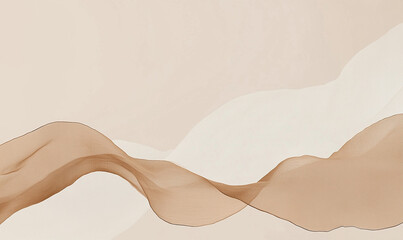 Trendy beige abstract background with flowing curves and natural pampas grass. Perfect for minimalistic design, interior decor, branding, or elegant presentations. Soft and calm aesthetic for various 