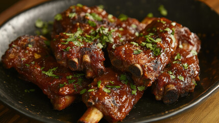 Sticky Glazed Pork Ribs with Fresh Herbs