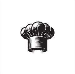 Illustration of a cook with his hat in the shape of a cloud, on black white vector