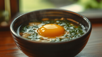 Steaming Hot Ramen with Egg and Greens