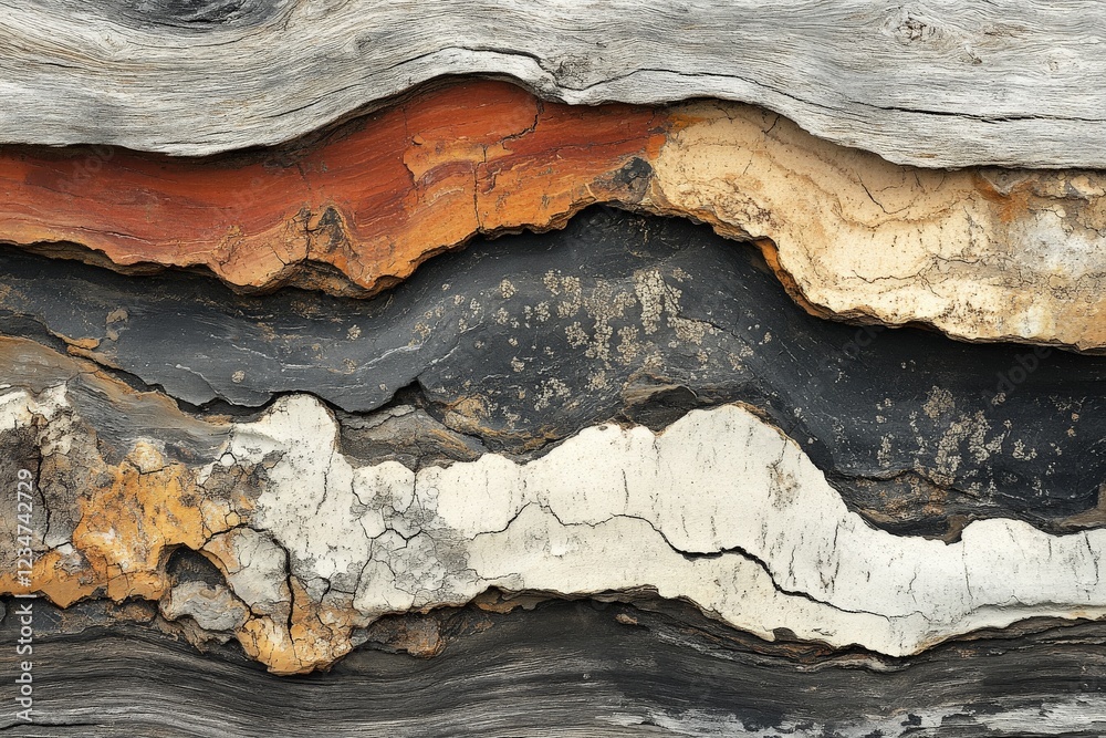 Aufkleber textured layers of weathered wood showing earthy tones and natural patterns in close-up detail