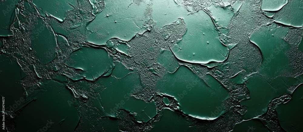Wall mural textured abstract green wall surface with raised pattern and uneven finish copy space