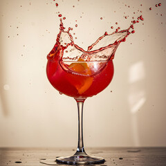 cocktail in glass with splashes