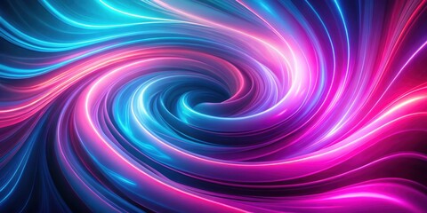 Abstract Swirling Pattern of Vibrant Blue and Pink Hues, Illuminated by Glowing Lines
