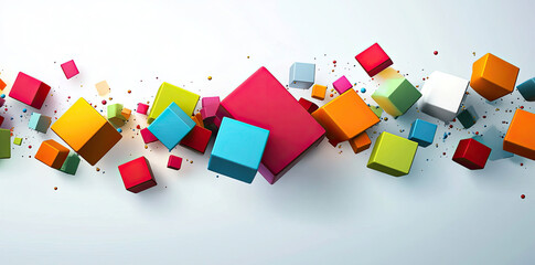 Fototapeta premium Abstract Technology Cubes with Neon Connections