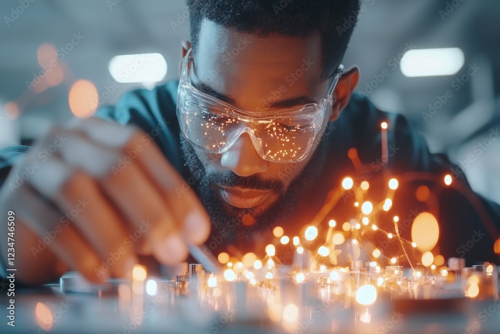 Aufkleber An IT technician verifying sufficient storage space on a server, with glowing racks of hardware in a dimly lit data center