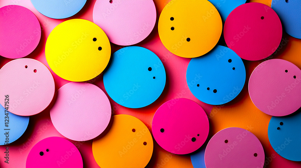 Poster Colorful Overlapping Speech Bubbles Create a Vibrant Conversation Canvas on a Neutral Backdrop