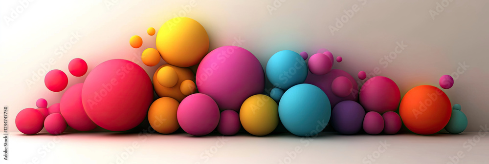 Poster Overlapping Speech Bubbles Create a Vibrant Minimalist Design Against a Neutral Backdrop