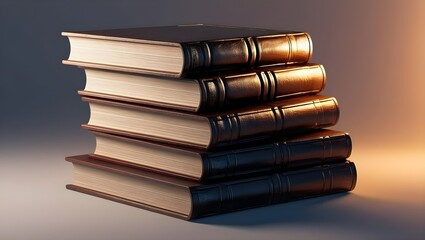 Stack of Leather-Bound Books Old Books Collection