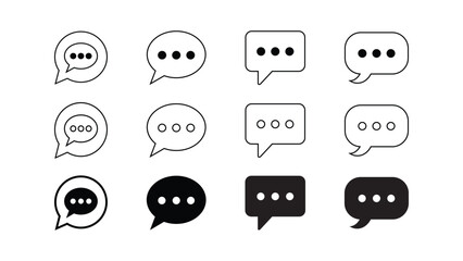 Message icon set. Comment icon speech bubble symbol. Speech bubble collection. Black speech bubble . Vector illustration